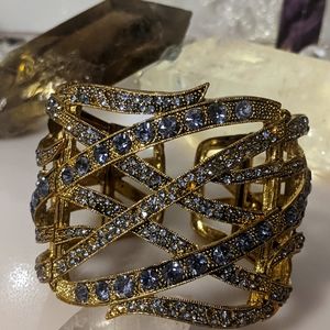 Lavender Jewel Encrusted Triple Hinge Cuff Bracelet